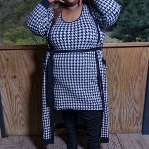 Houndstooth Patterned Cardigan